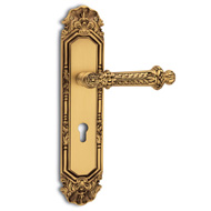 Paestum Door Handle on Plate - Old Gold