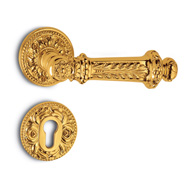 Paestum Door Handle on rose - Old Gold 