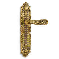 Bruges Door Handle on Plate - Old Gold 