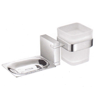Tumbler Holder with Soap Dish - Chrome