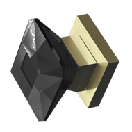 Crystal Mortise Knob - Black/Polished B