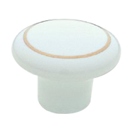 Cabinet Knob - 33mm - Bright White/Gold