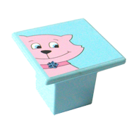 Kids Cabinet Cat Knob - 36mm - Blue Col