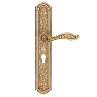 Lever Handle on Plate - French Gold Fin