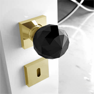 Crystal Door Knob - 50mm - Black Crysta