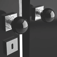 Door Knob - Black Crystal/Polished Bras