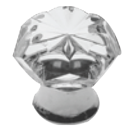 Glass furniture knob on brass base - cl