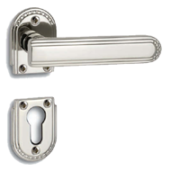 Deco Door Lever Handle on rose - Nickel