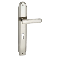 Deco Door Lever Handle on plate - Nicke