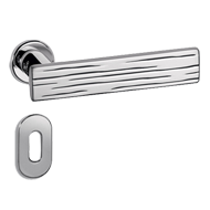 Wood Door Lever Handle on rose - Chrome