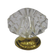 Crystal Cabinet Knob - Crystal/Gold Fin