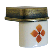 Porcelain Furniture Knob - Brown Flower