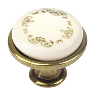 Porcelain Furniture Knob Beige With Flo