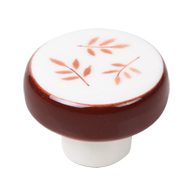 Furniture Knob - Porcelain Brown Leaf H