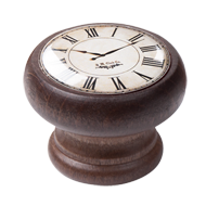 White Clock Walnut Colour Wood Knob