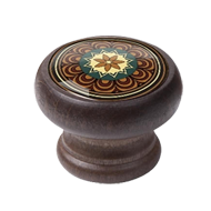 Arabesque Design Walnut Colour Knob