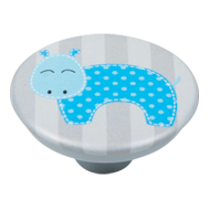 Blue Hippo Grey Base Kids Cabinet Knob