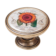 Orange Sunflower Cabinet Knob