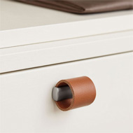 DRUM Leather Cabinet Knob - Cognac Colo