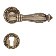 Door mortise handle on rose - Patine Ma