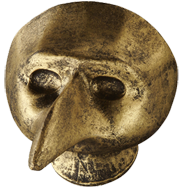 Venice Bird Mask Cabinet Knob in Antiqu