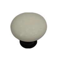 White Ceramic Cabinet Knob - Matt Black