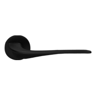 Wind Door Lever Handle on rose - Black 