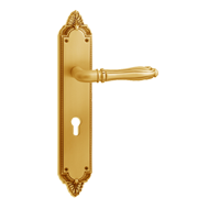 CORTONA Door Handle on Plate - Old Gold