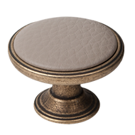 Light Grey Leather Cabinet Knob - Antiq