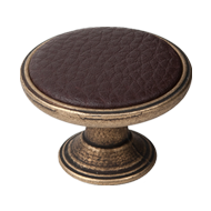 Dark Brown Leather Cabinet Knob - Antiq