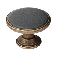 Dark Grey Leather Cabinet Knob - Antiqu