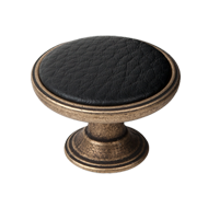 Black Leather Cabinet Knob - 