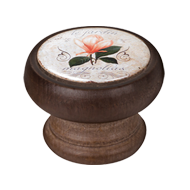 Orange Flower Wood Cabinet Knob - Walnu