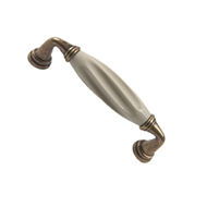 Cabinet Handle - Cream Porcelain- Brass