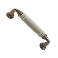 Cabinet Handle - Cream Porcelain- Brass