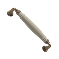 Cabinet Handle - Cream Porcelain- Brass