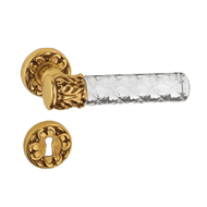 King Lever Handle on Rose in Old Gold F