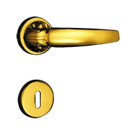 Queen Lever Handle on Rose in Old Gold 