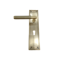 Brass Door Handle Knurling on Plate - 1