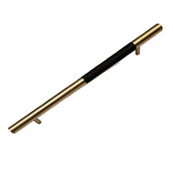 Knurling/Plain Brass Door Handle - Blac