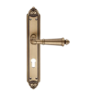 Aida Door Handle On Plate - French Gold