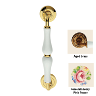 Dalia Pink Rose Flower Ivory Door Pull 