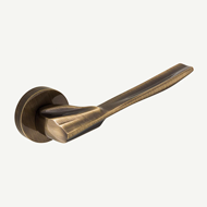 TEAK Lever Handle on rose - Bronze Fini