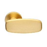 Entry Door Handle On Rose - Satin Brass