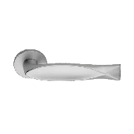 Fish Door Handle on Rose - Satin Chrome