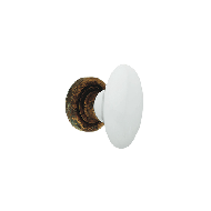 Flavia White Door Knob on rose - Aged B