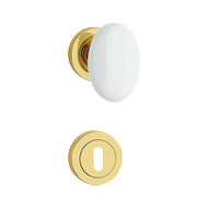 Flavia Ivory Door Knob on rose - Aged B