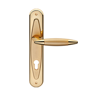 Havana Door Handle on Plate - Gold Plat