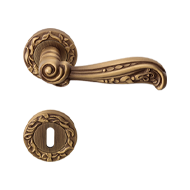 Nature Door Lever Handle on Rose in Pat