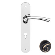 Nau Door Lever Handle on Plate in Bronz